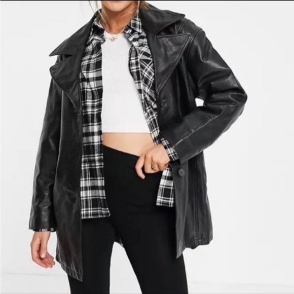 ASOS Leather 90s Style Jacket - Picture 4 of 5